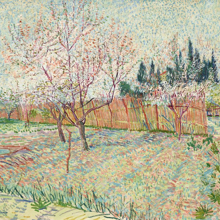 文森特·梵谷（Vincent Van Gogh）《有柏樹的果園 Verger avec cyprès》 圖片來源／佳士得拍賣