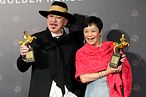 第59屆金馬獎影帝后得主黃秋生、張艾嘉合影。(AP)