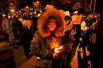 2022年11月27日,北京民眾上街反封控,白紙運動。(AP)