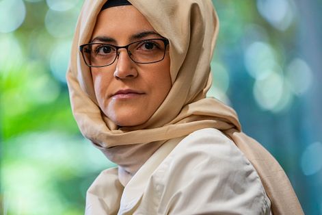 2022年7月，沙烏地阿拉伯異議記者哈紹吉的未婚妻堅吉茲（Hatice Cengiz）接受美聯社專訪（美聯社）