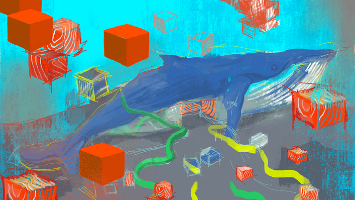 洪司丞與藝術家 lucrafund 之共創作品 Exploding Whale(圖/擷取自 Foundation)