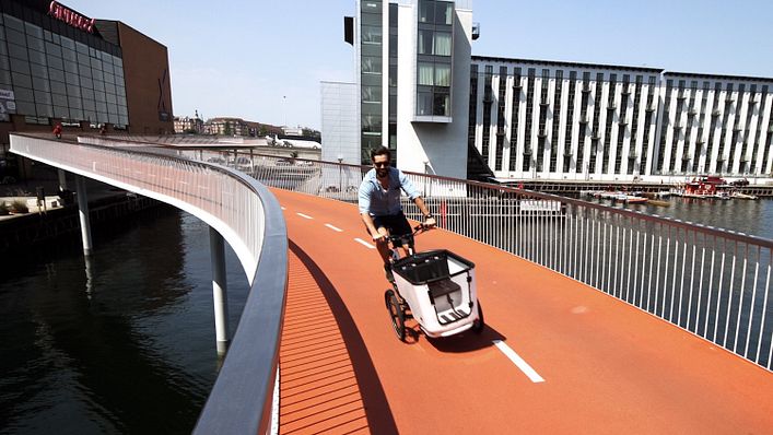 綿延橫跨哥本哈根的空中自行車道 Cykelslangen,又有「自行車之蛇」的稱號(圖/ Jakob Munk @Wiki)