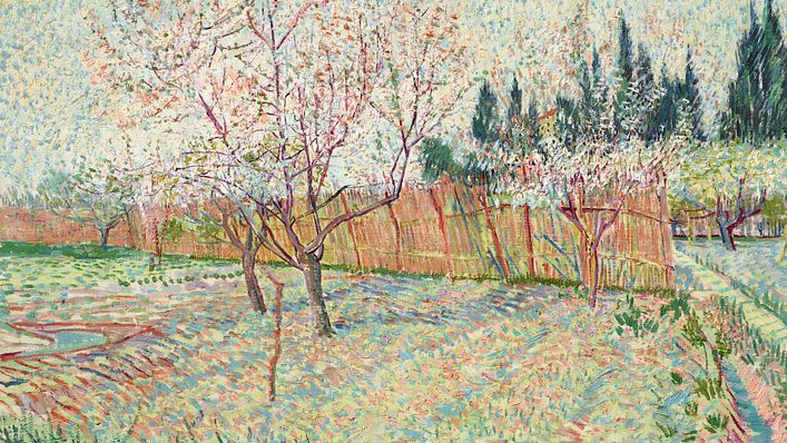 文森特·梵谷（Vincent Van Gogh）《有柏樹的果園 Verger avec cyprès》 圖片來源／佳士得拍賣