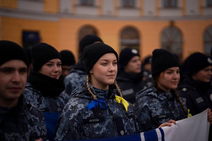 烏克蘭女兵。（美聯社）