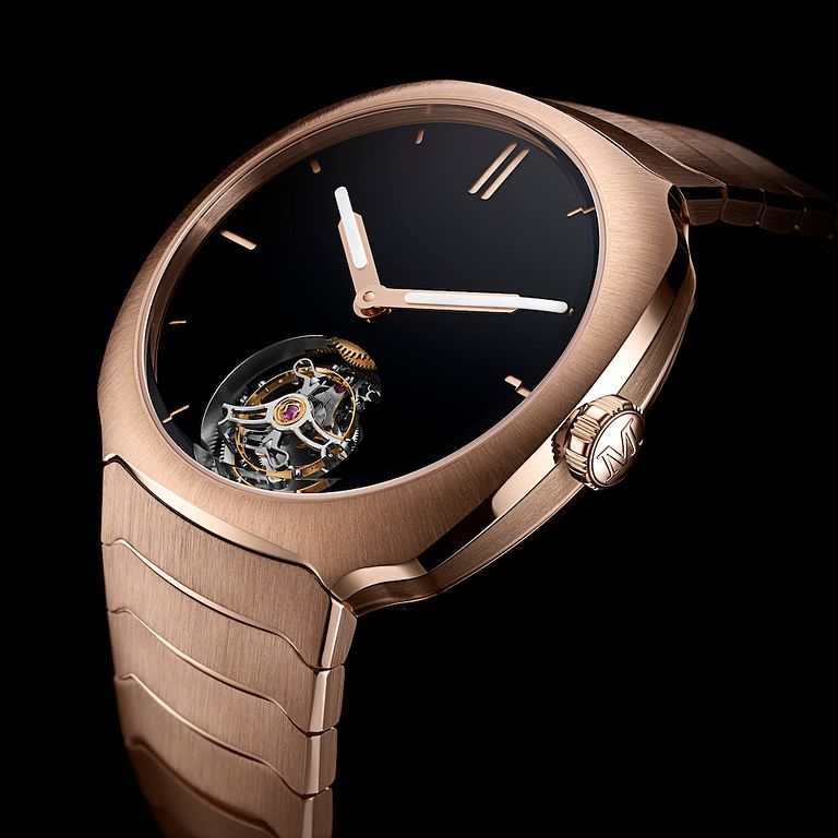 紅金款疾速者陀飛輪 Vantablack® 腕錶,售價 NTD3,960,000。(圖/亨利慕時提供)