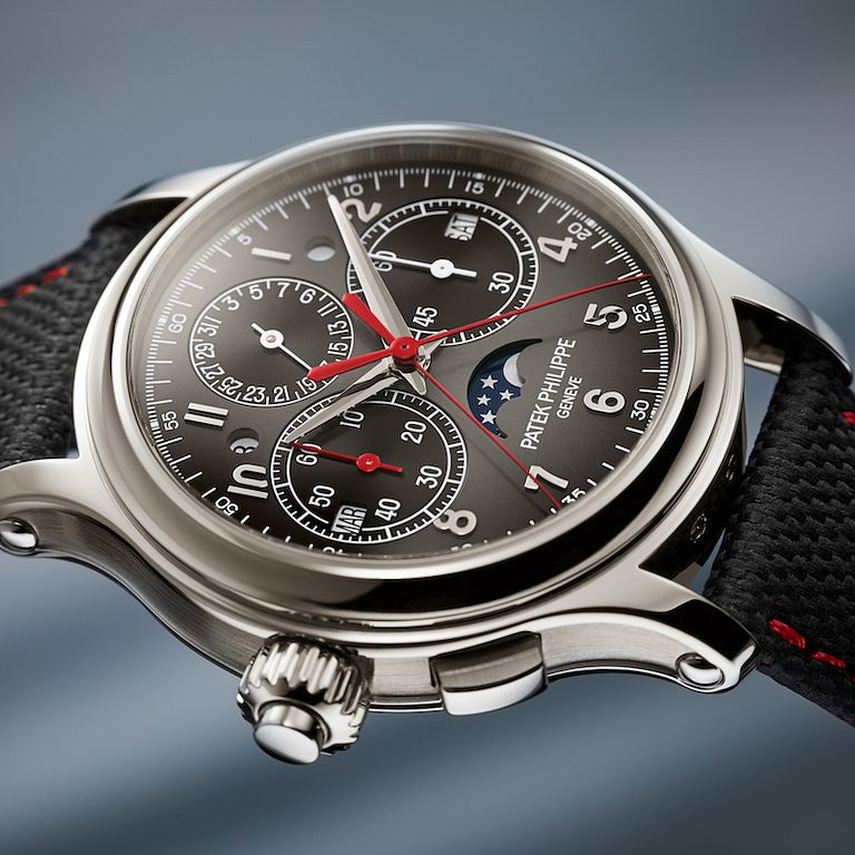 雙秒追針計時碼錶,專為慣用左手人士而設計(圖/百達翡麗)